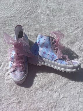 LoveShackFancy x Superga Alpina Floral Platform High Tops Sneakers 7.5 38